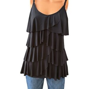 INC International Concepts Black Ruffled Tiered Camisole